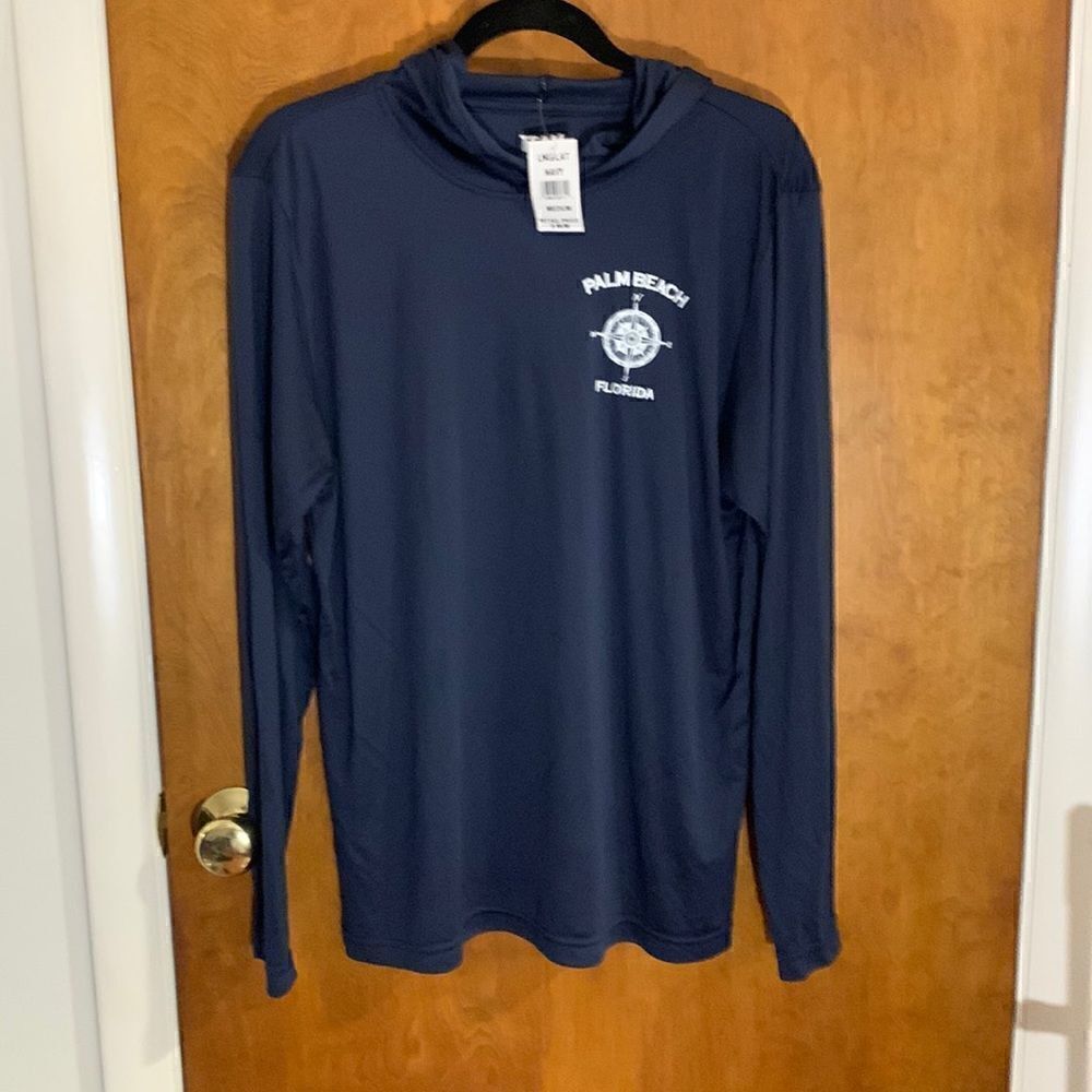 NWT Team 365 navy Palm beach stretch hooded long sleeve! Size M